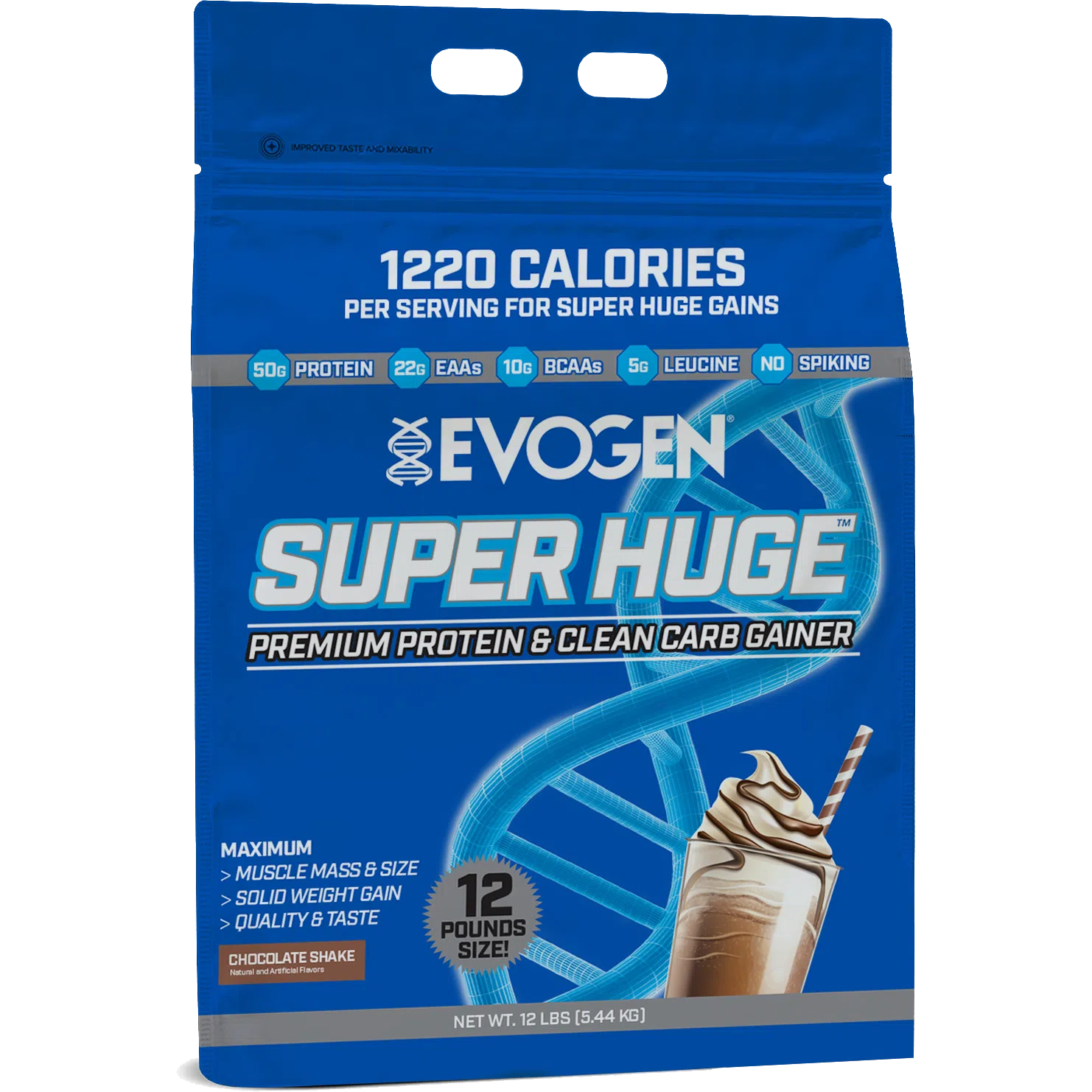 Evogen Super Huge Mass Gainer-12 lbs-Chocolate Shake-N101 Nutrition
