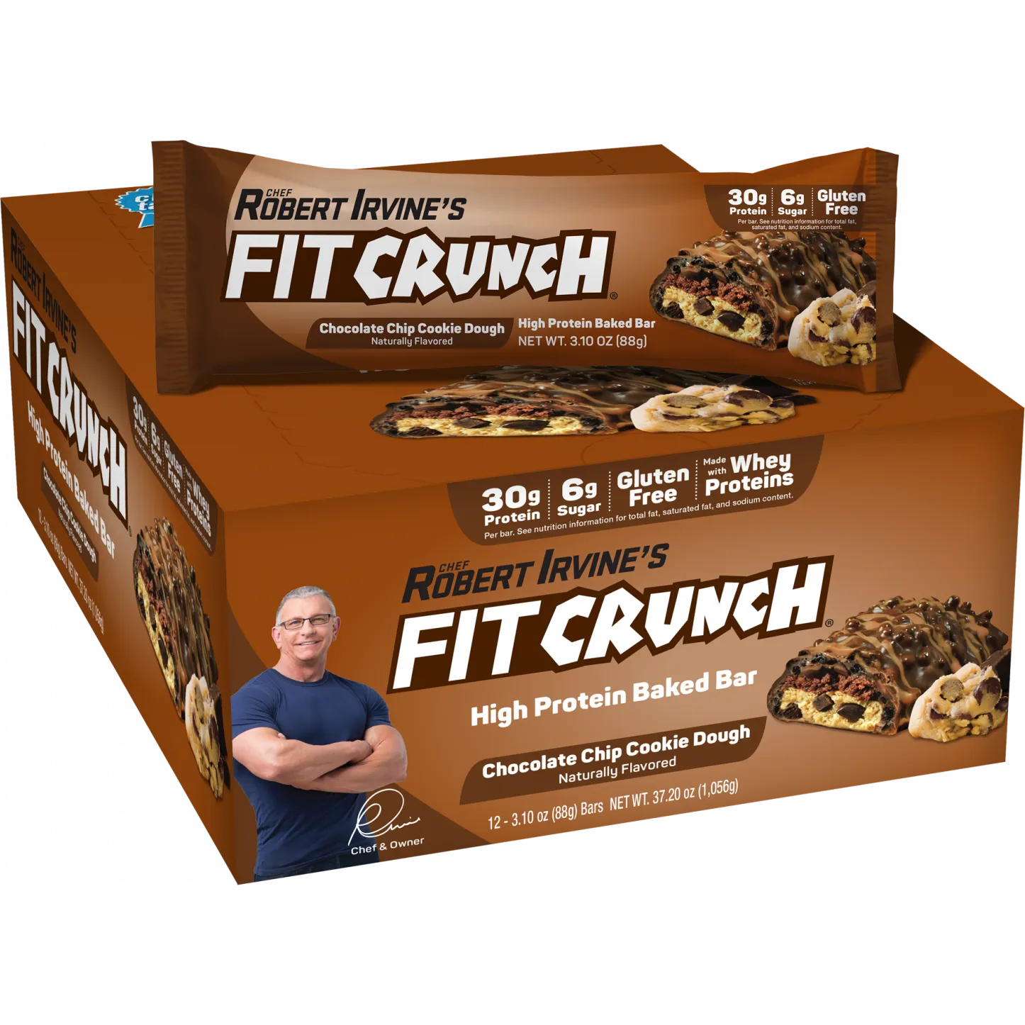 FITCRUNCH Protein Bars-Box (12 bars)-Chocolate Chip Cookie Dough-N101 Nutrition