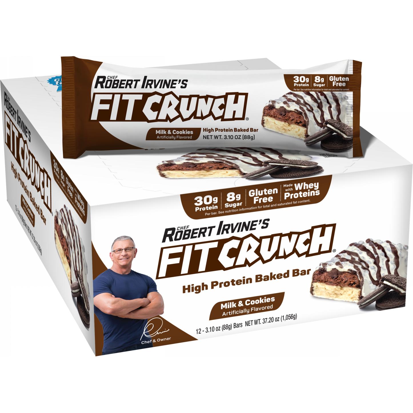 FITCRUNCH Protein Bars-Box (12 bars)-Milk & Cookies-N101 Nutrition