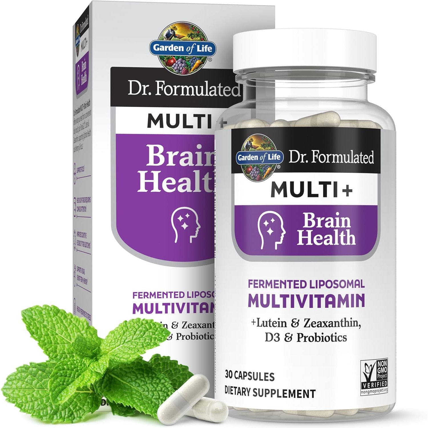 Garden of Life Dr. Formulated Multi+ Brain Health Fermented Liposomal Multivitamin-30 capsules-N101 Nutrition