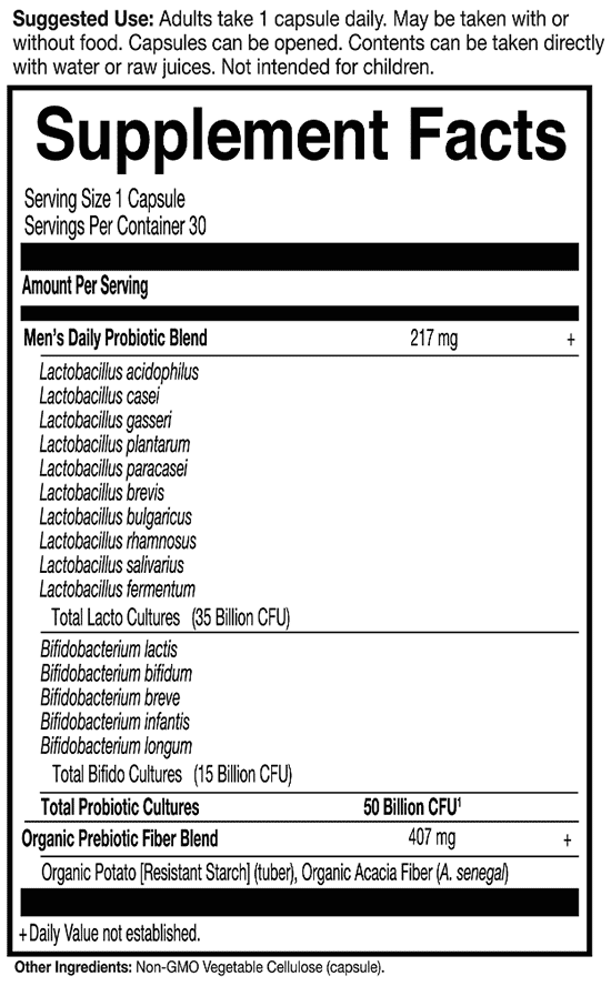 Garden of Life Dr. Formulated Once Daily Men's Probiotic 50 Billion (Shelf-stable)-30 vegetarian capsules-N101 Nutrition