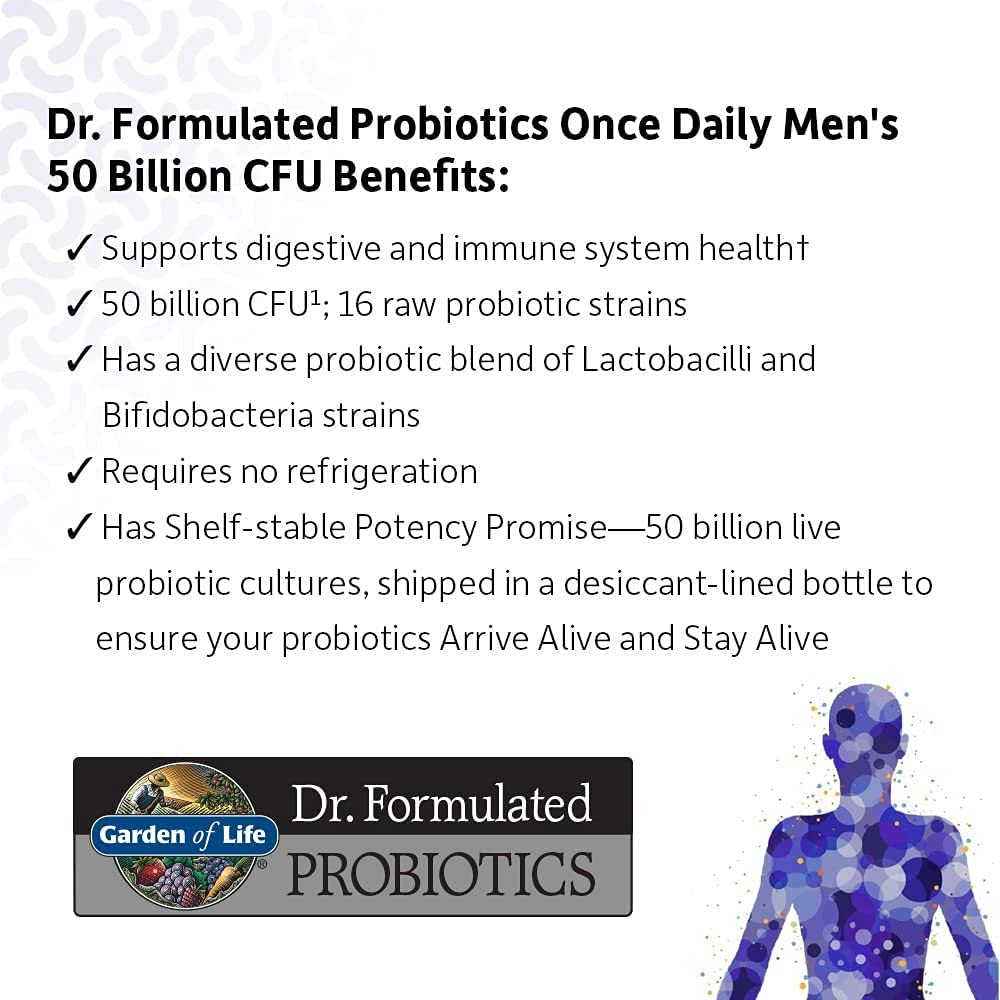 Garden of Life Dr. Formulated Once Daily Men's Probiotic 50 Billion (Shelf-stable)-30 vegetarian capsules-N101 Nutrition