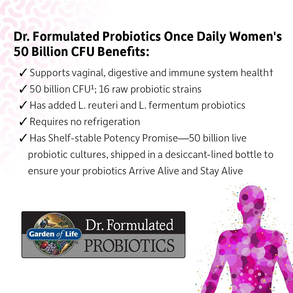 Garden of Life Dr. Formulated Once Daily Women's Probiotic 50 Billion (Shelf-stable)-30 vegetarian capsules-N101 Nutrition