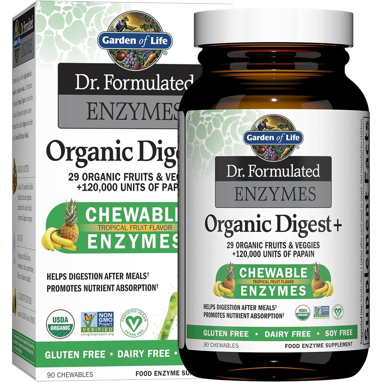 Garden of Life Dr. Formulated Organic Digest+ (EXP 02/2026 - FINAL SALE / NO RETURNS)-90 chewables-N101 Nutrition