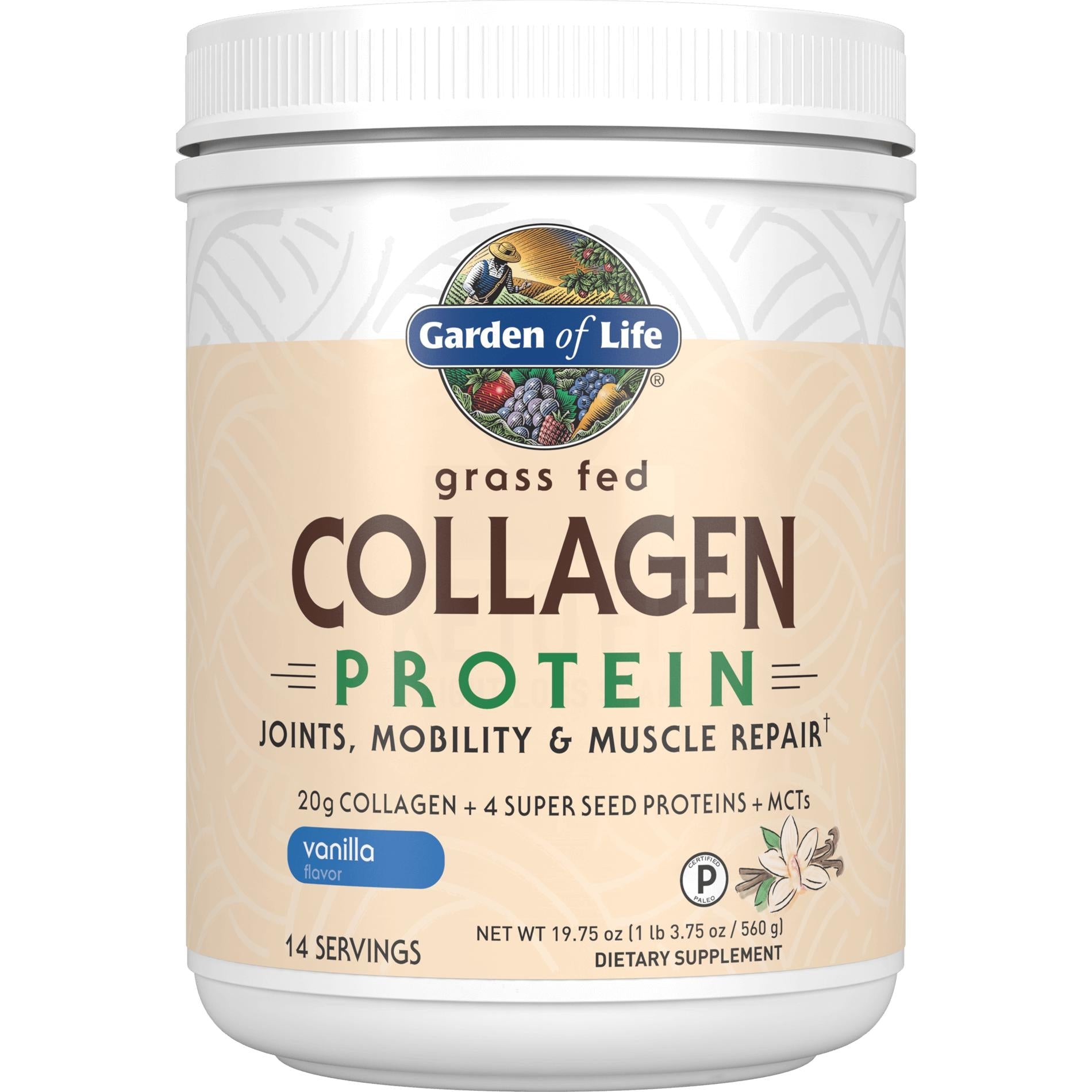 Garden of Life Grass Fed Collagen Protein-14 servings (560 g)-Vanilla-N101 Nutrition