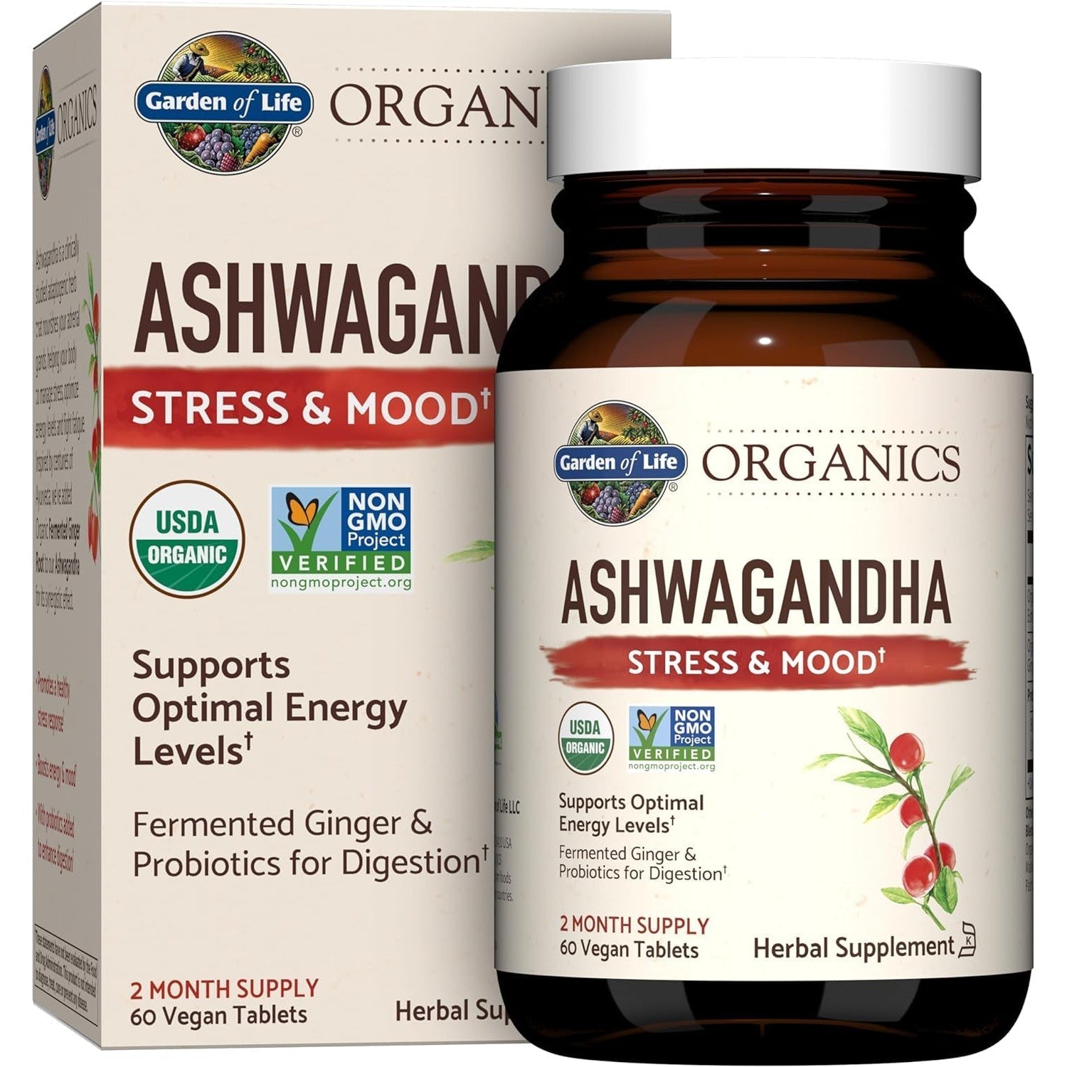 Garden of Life Organics Ashwagandha-60 vegan tablets-N101 Nutrition