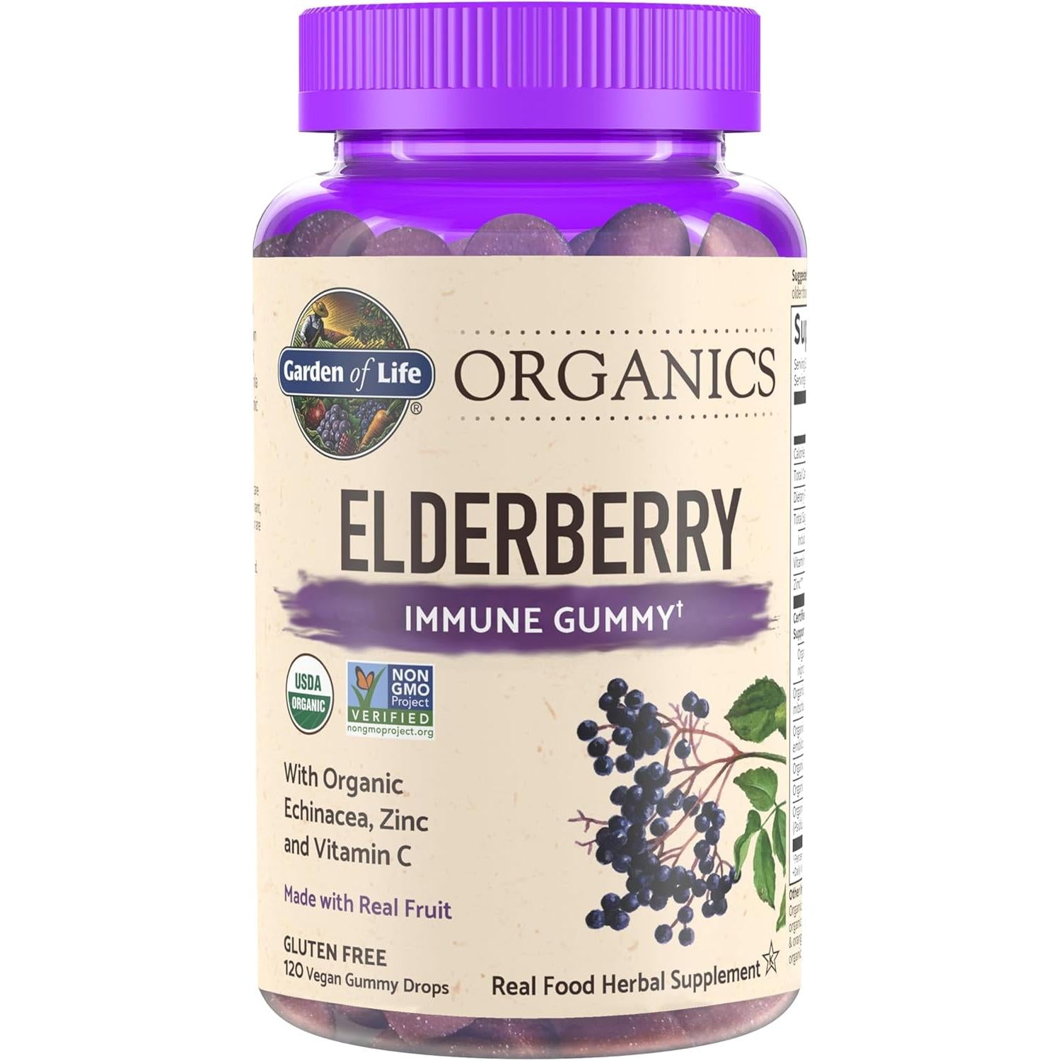 Garden of Life Organics Elderberry Immune Gummy-120 vegan gummy drops-N101 Nutrition