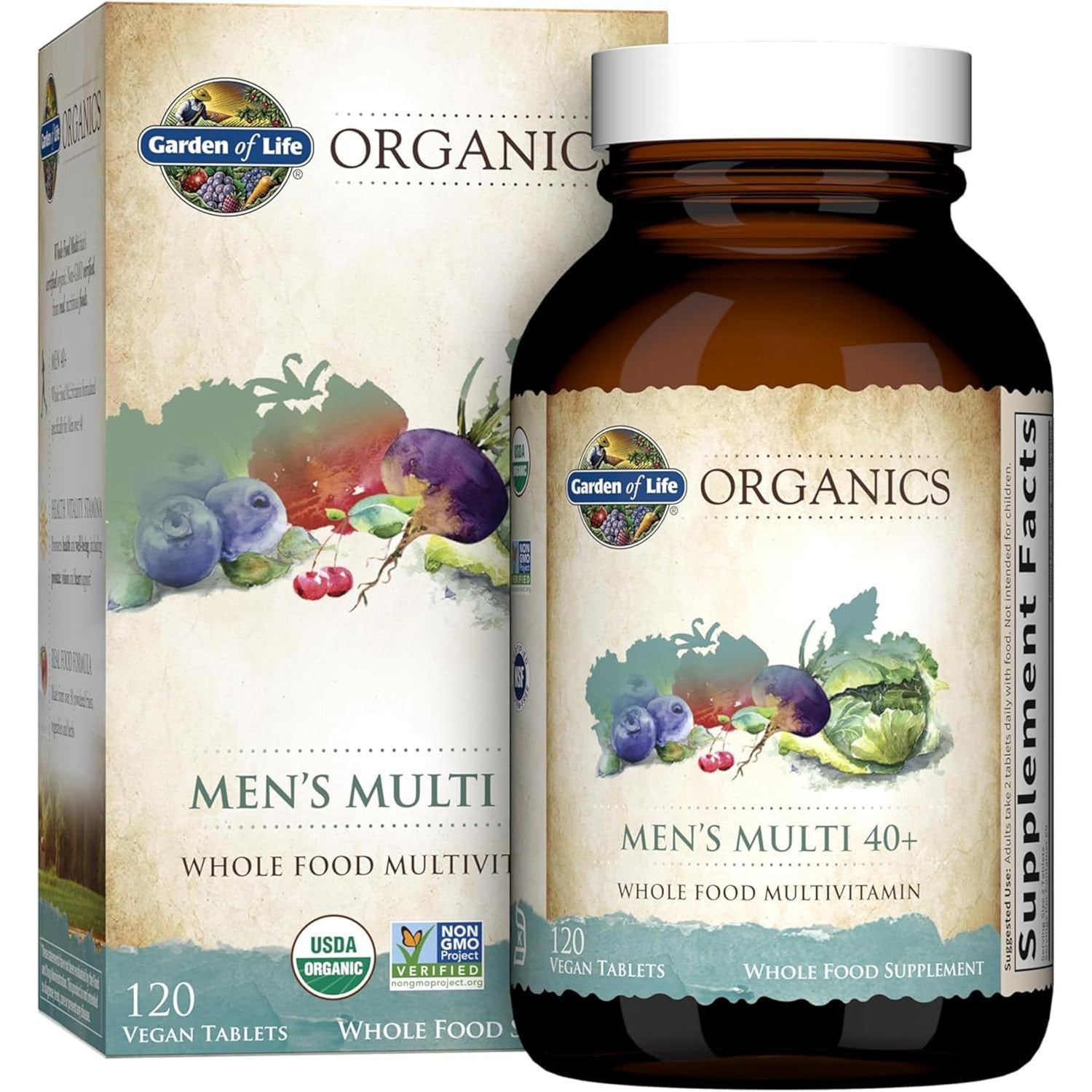 Garden of Life Organics Mens Multi 40+-120 vegan tabs-N101 Nutrition