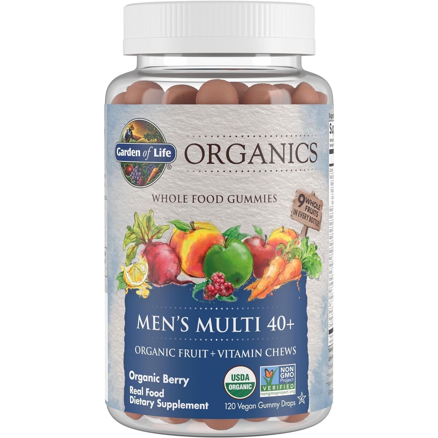 Garden of Life Organics Men's Multi 40+ Gummies-120 vegan gummy drops-N101 Nutrition