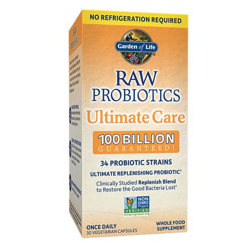 Garden of Life RAW Probiotics Ultimate Care 100 Billion (Shelf-stable)-30 vegetarian capsules-N101 Nutrition