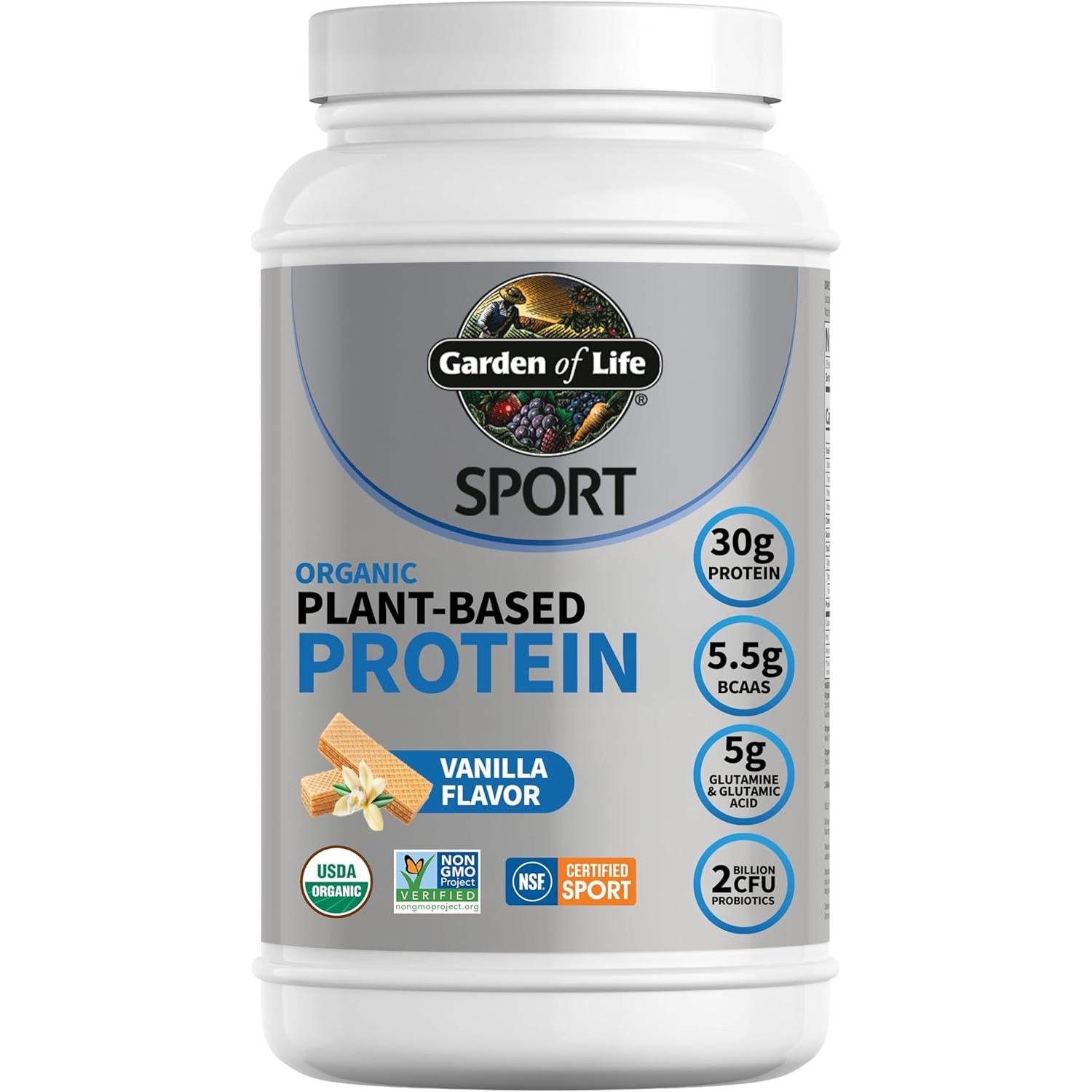 Garden of Life SPORT Organic Plant-Based Protein-19 Servings-Vanilla-N101 Nutrition
