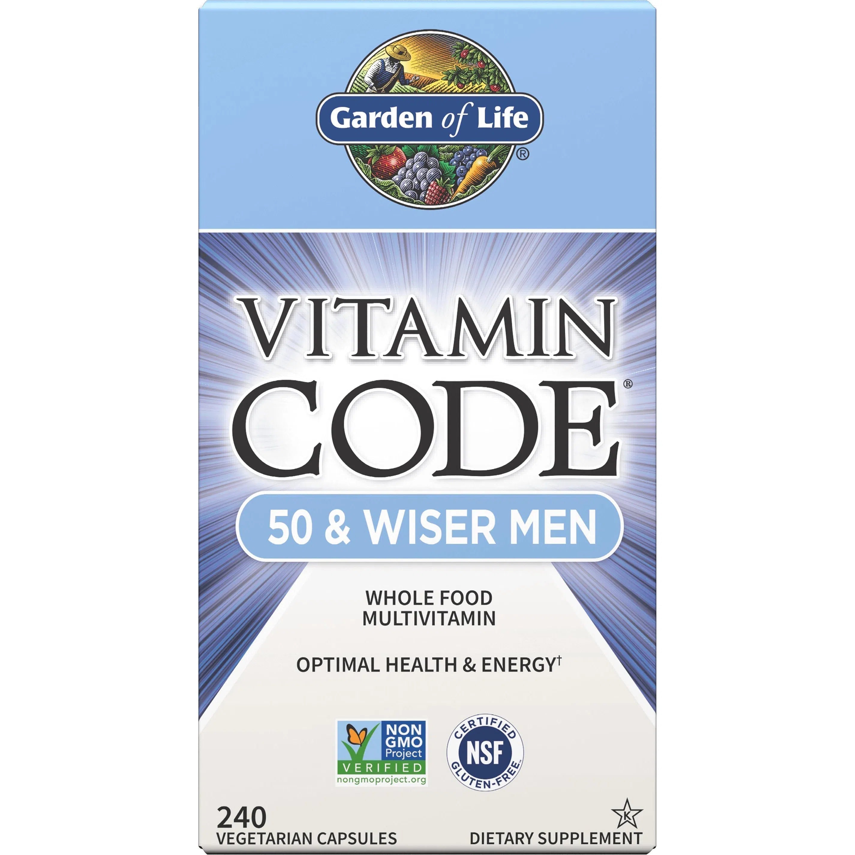 Garden of Life Vitamin Code 50 & Wiser Men-240 vcaps-N101 Nutrition