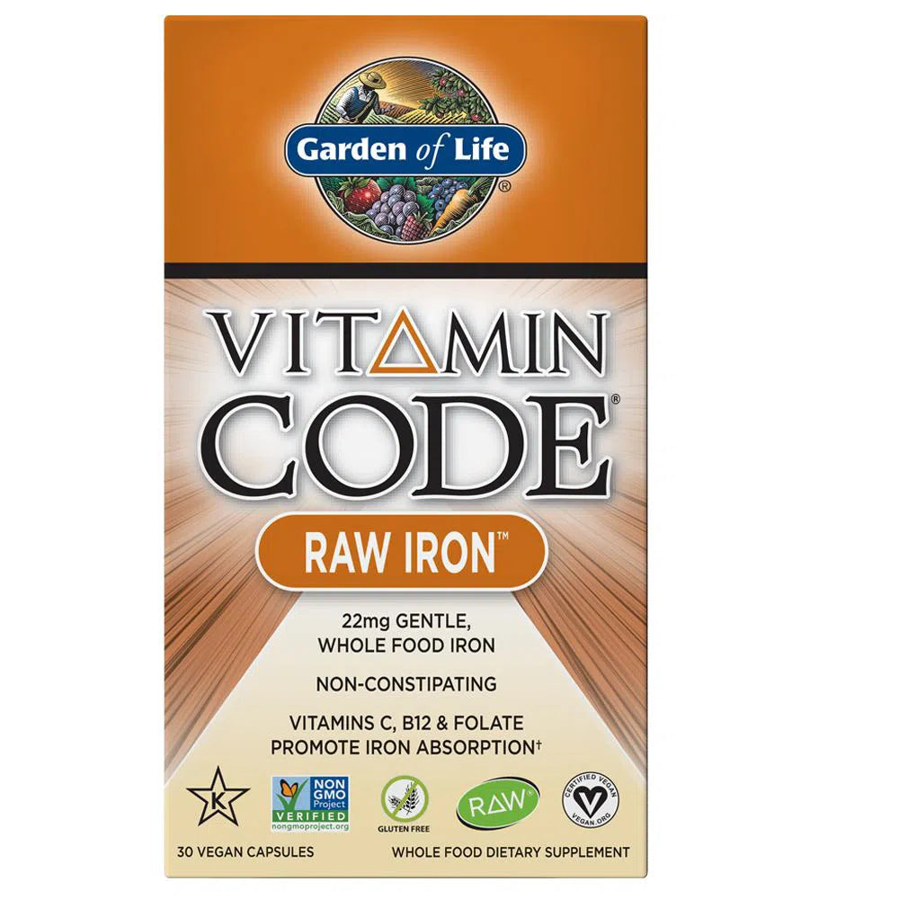 Garden of Life Vitamin Code Raw Iron-30 vegan capsules-N101 Nutrition