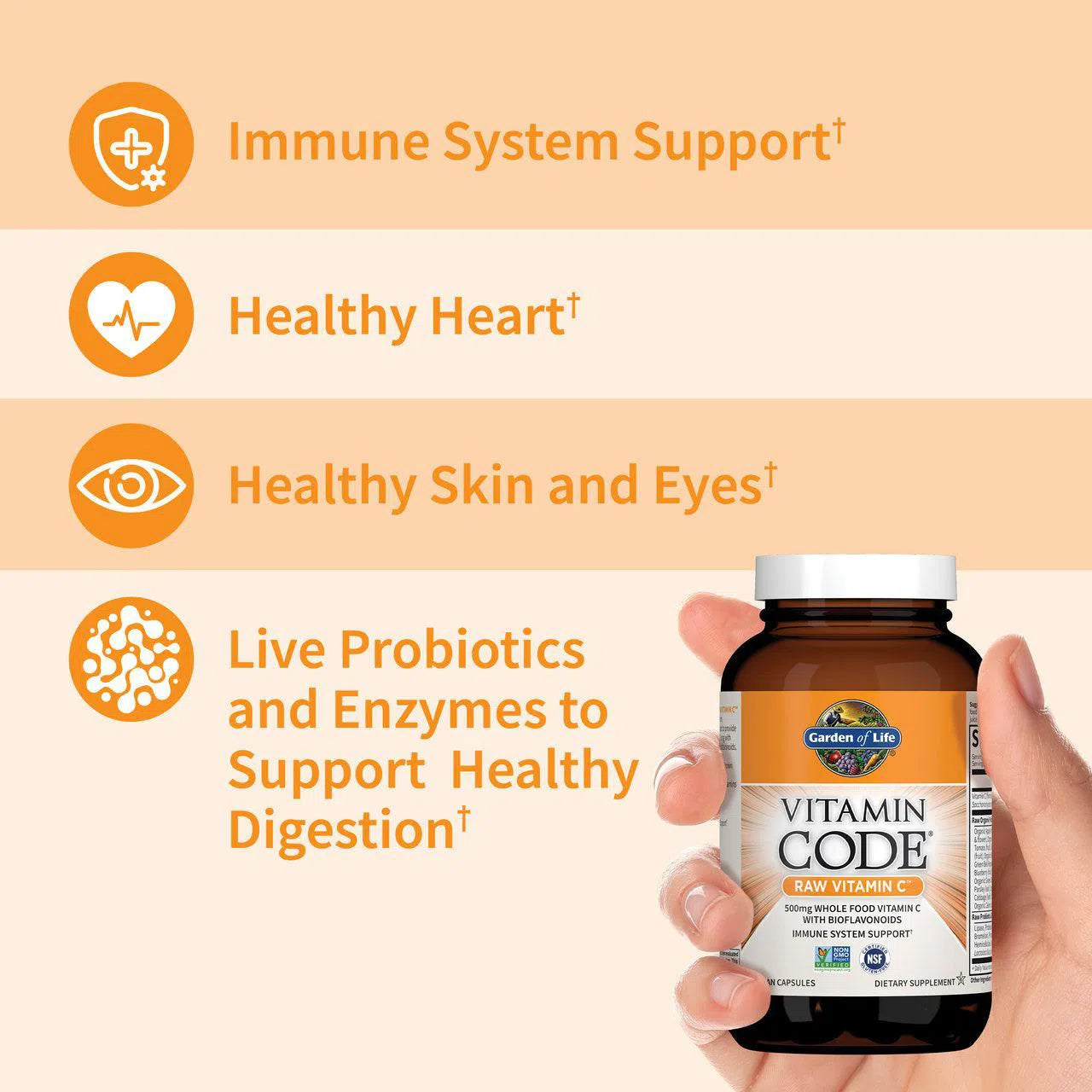 Garden of Life Vitamin Code Raw Vitamin C-60 vegan capsules-N101 Nutrition