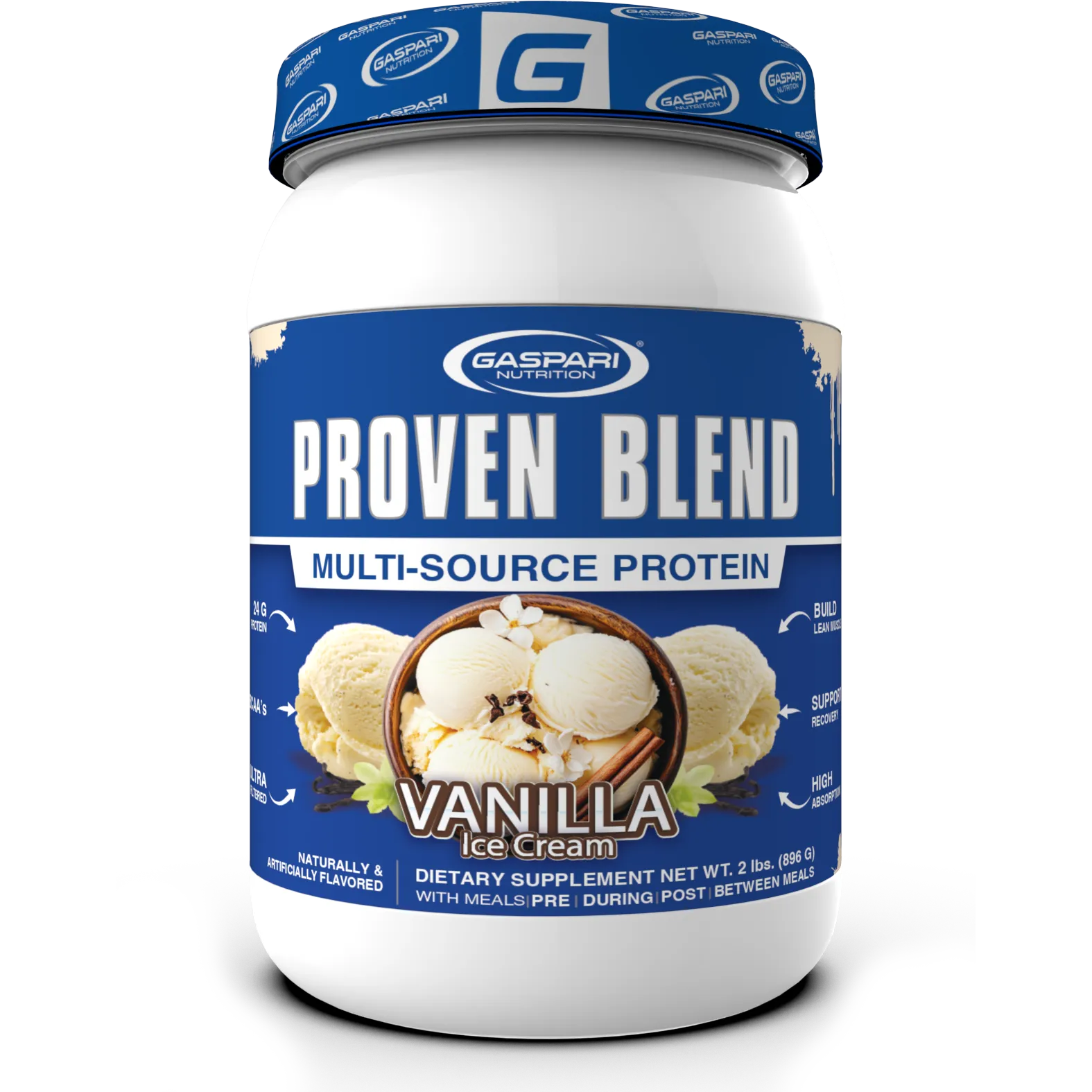 Gaspari Nutrition Proven Blend Multi-Source Protein-2 lbs-Vanilla Ice Cream-N101 Nutrition