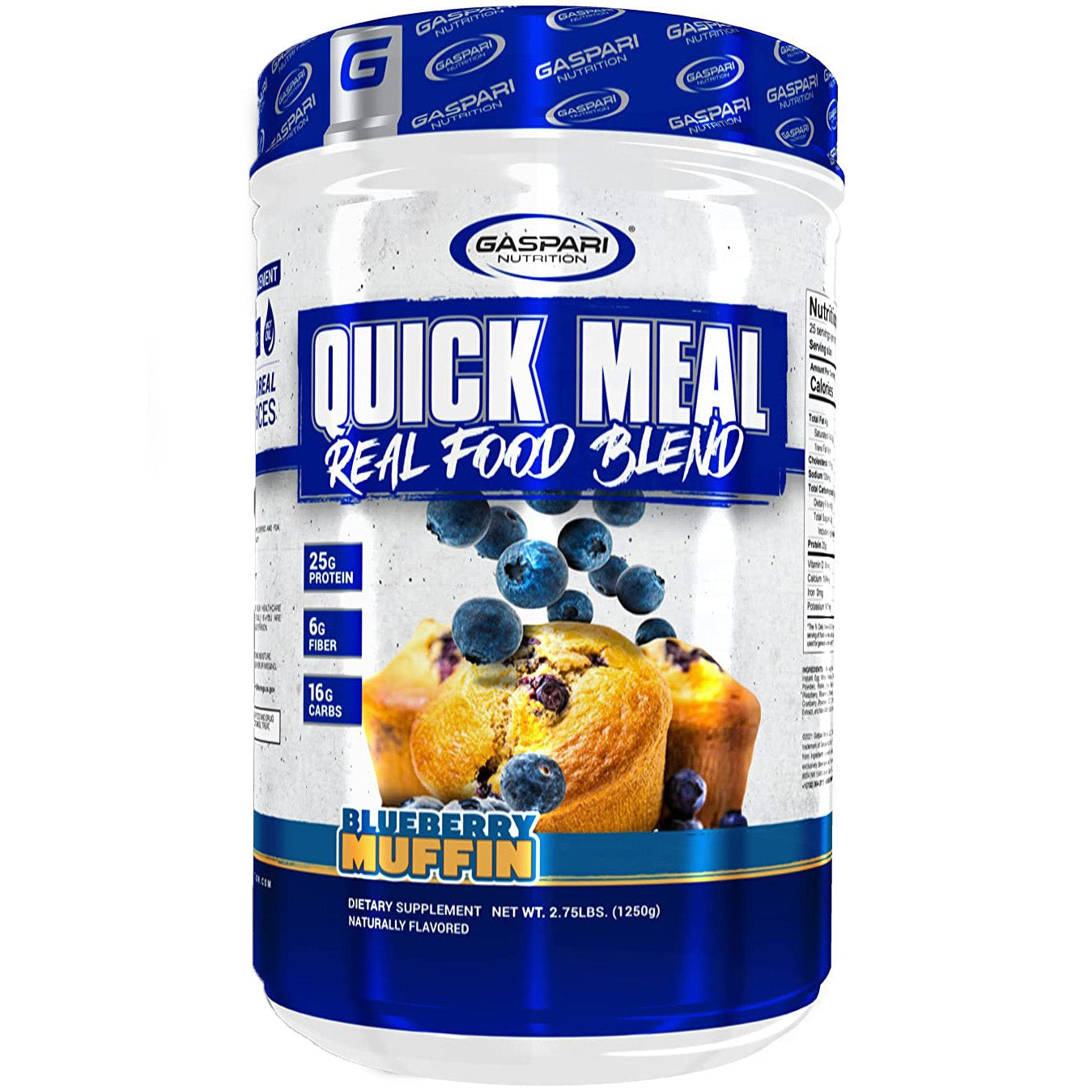 Gaspari Nutrition Quick Meal Real Food Blend-2.75 lbs (1250 g)-Blueberry Muffin-N101 Nutrition