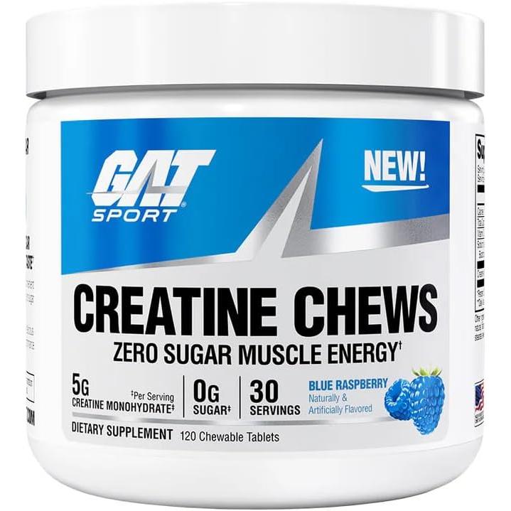 GAT Sport Creatine Chews-30 servings-Blue Raspberry-N101 Nutrition