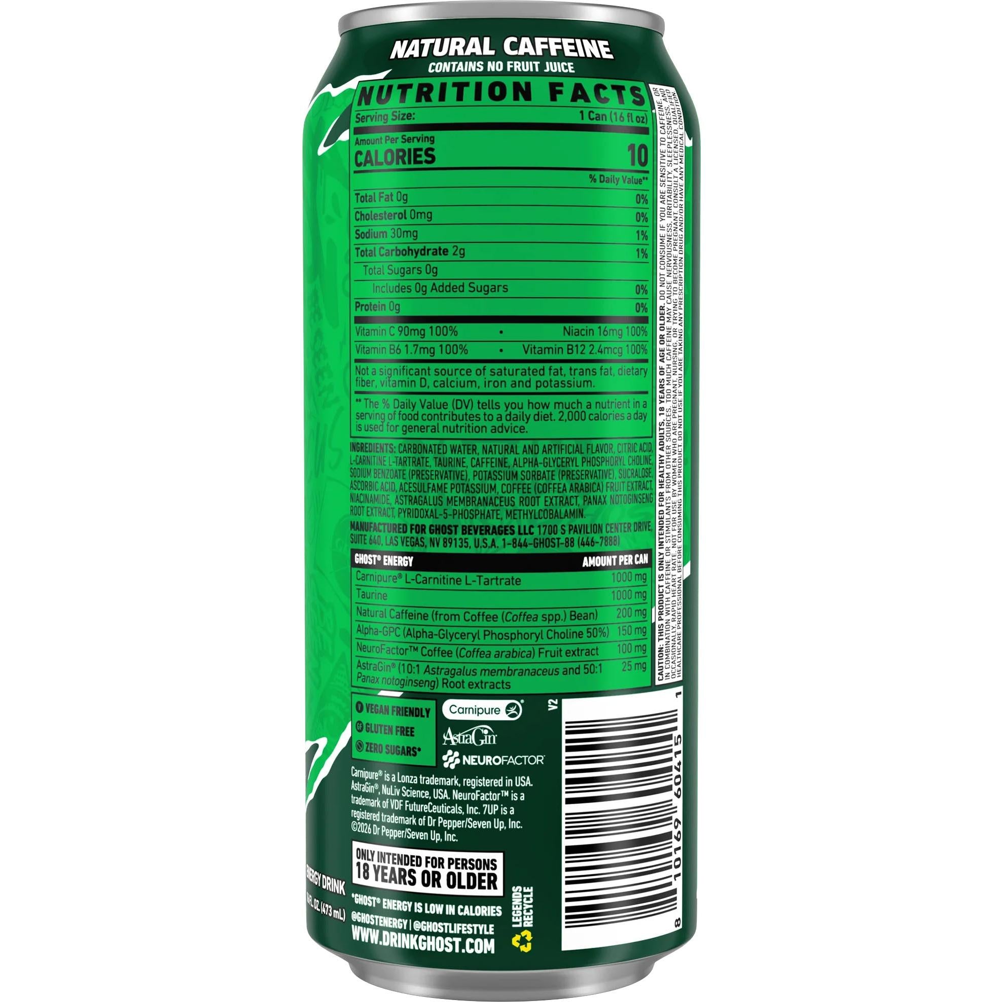 GHOST Energy Drink-N101 Nutrition