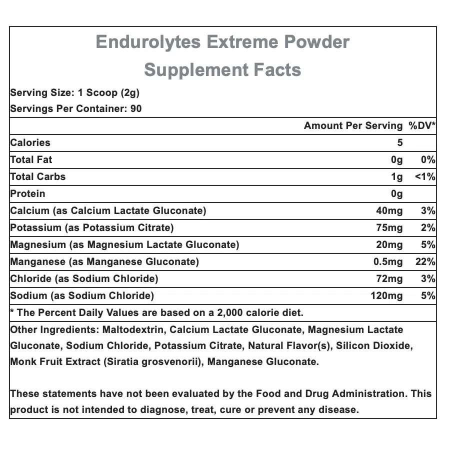 Hammer Nutrition Endurolytes Extreme Powder-90 servings-N101 Nutrition