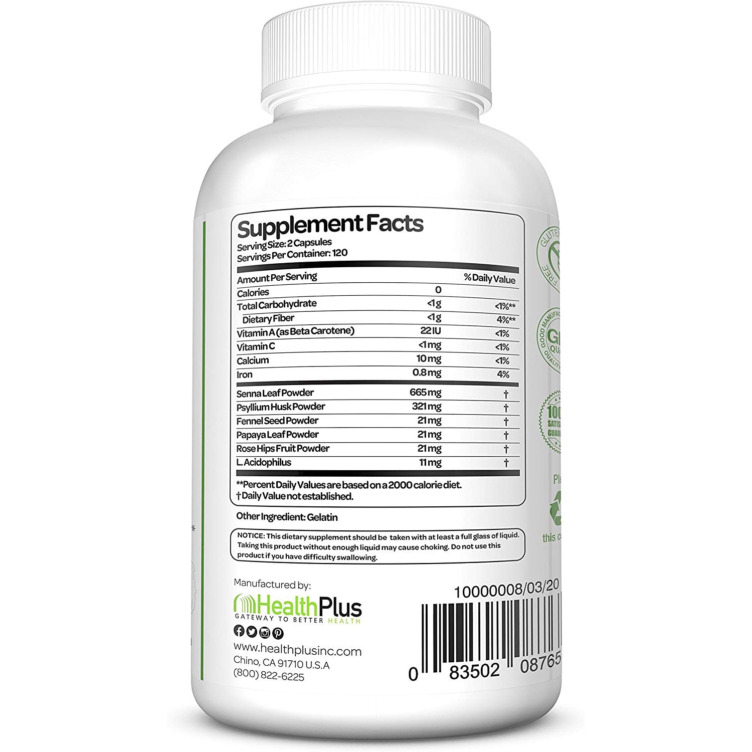 Health Plus Super Colon Cleanse Capsules-240 capsules-N101 Nutrition