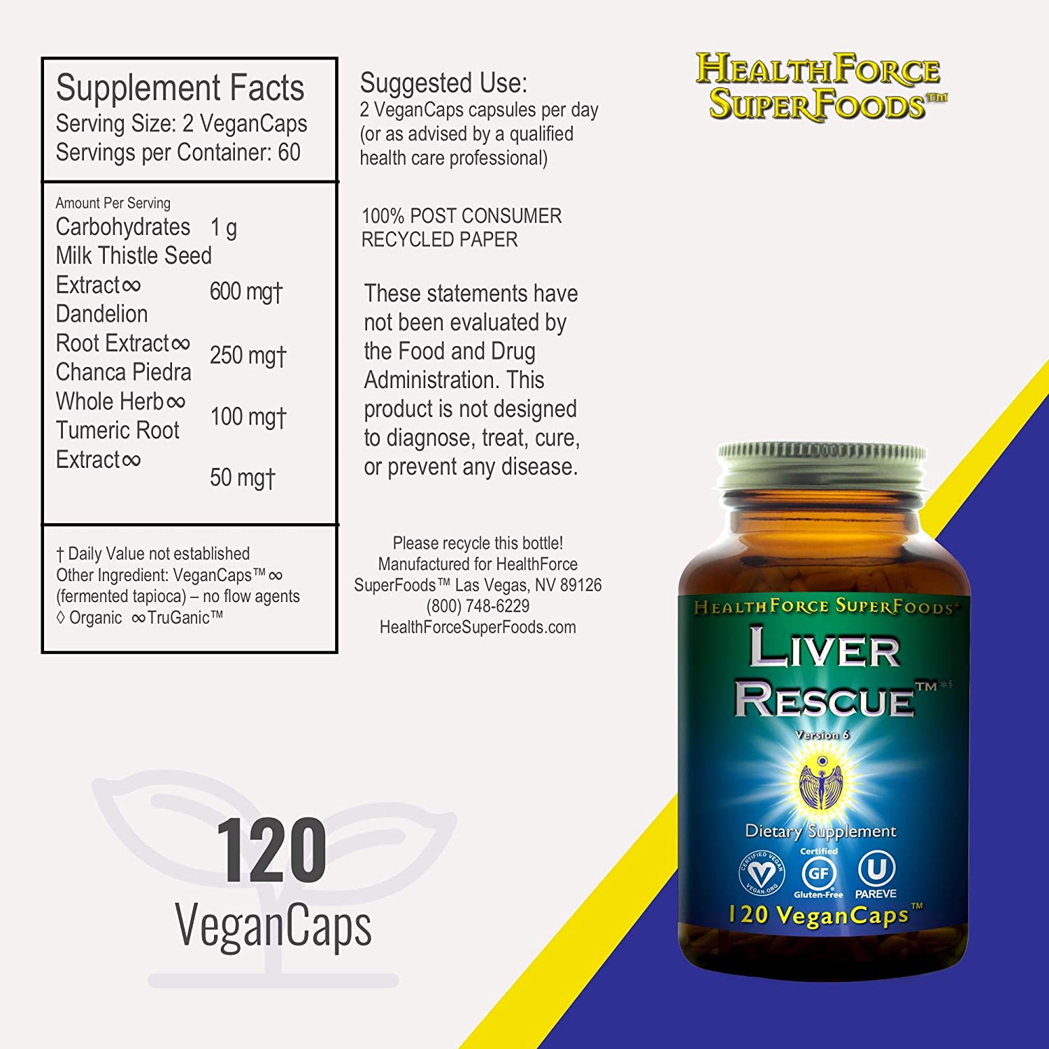 HealthForce SuperFoods Liver Rescue-120 VeganCaps-N101 Nutrition