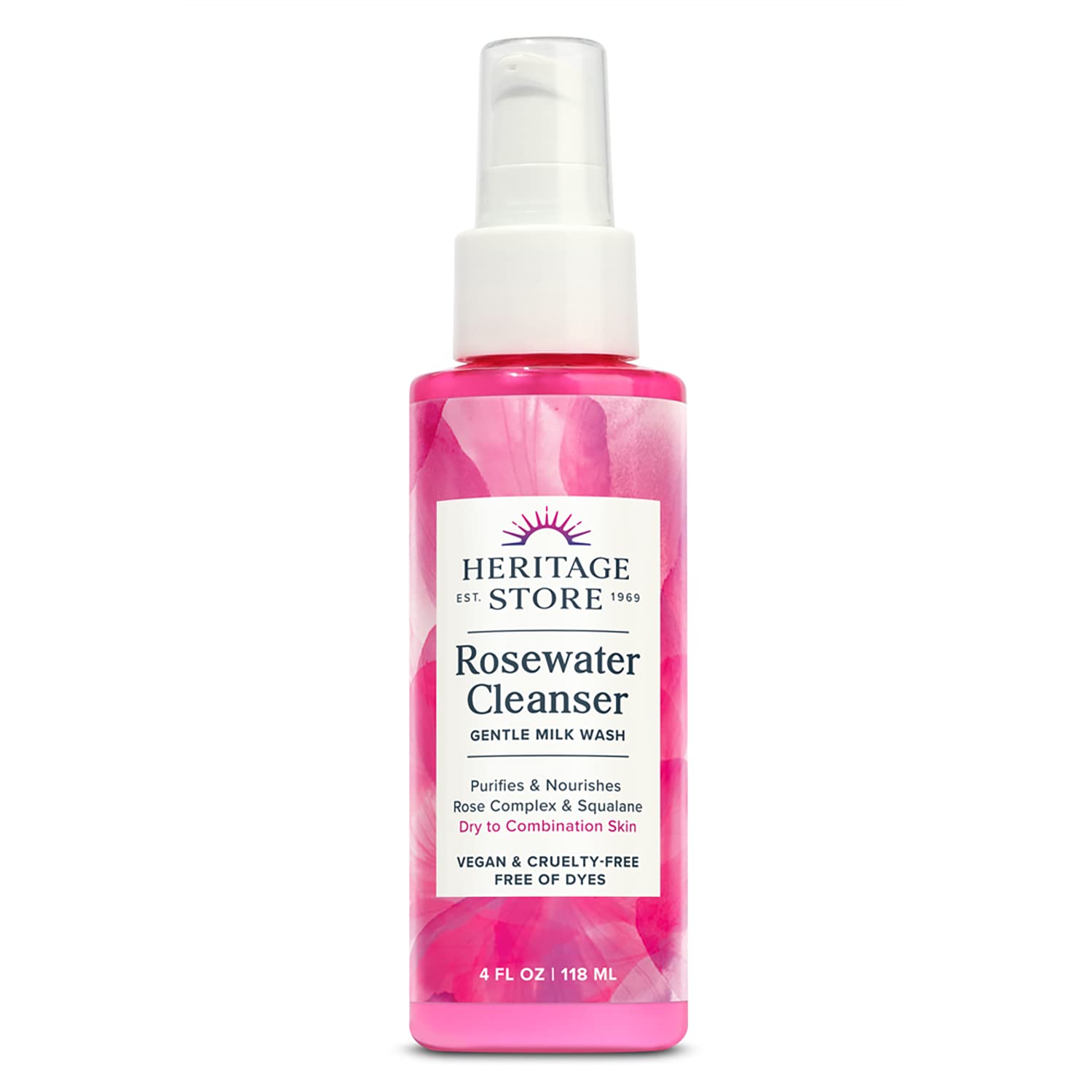 Heritage Store Rosewater Cleanser-4 fl oz (118 mL)-N101 Nutrition