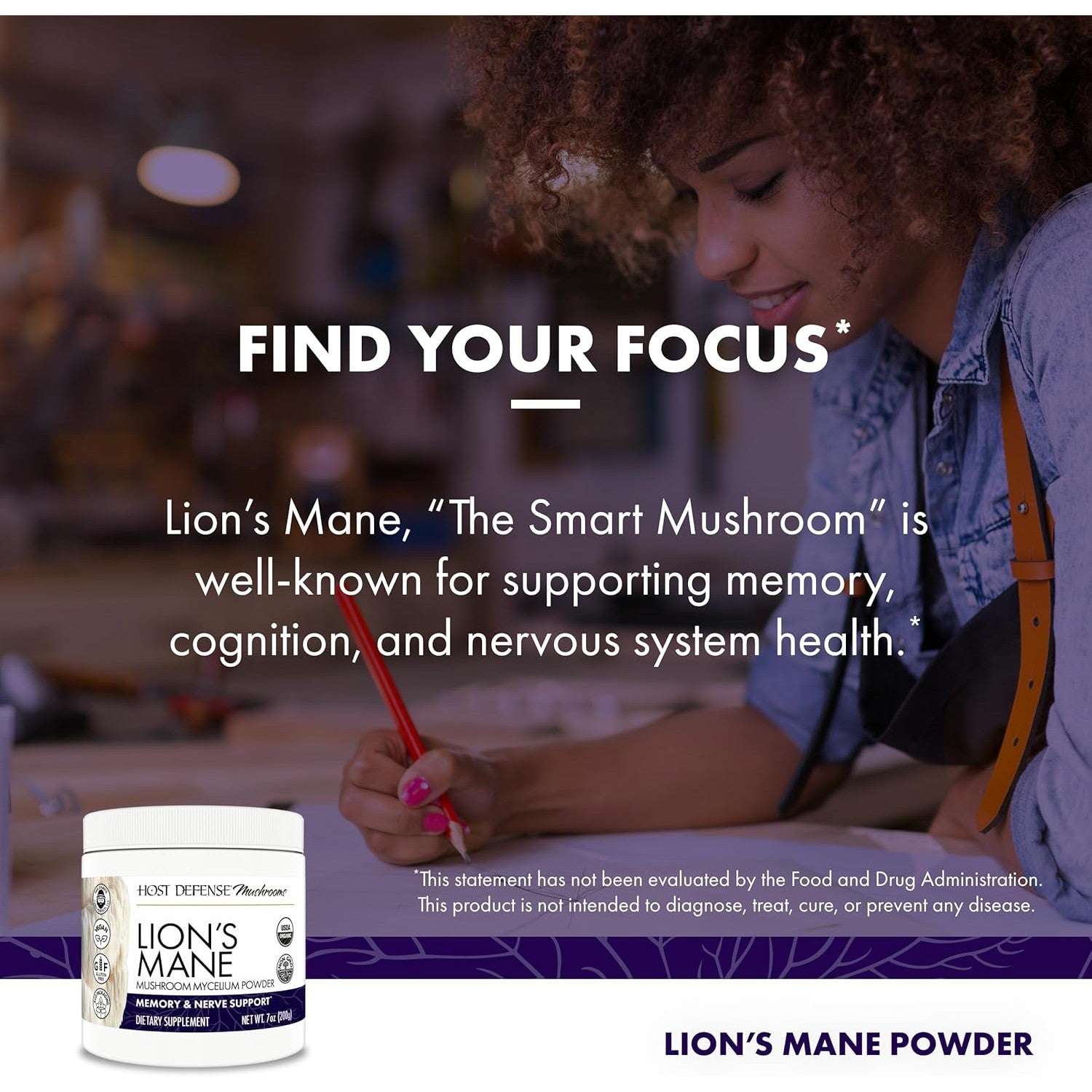 Host Defense Lion's Mane Mushroom Mycelium Powder-N101 Nutrition