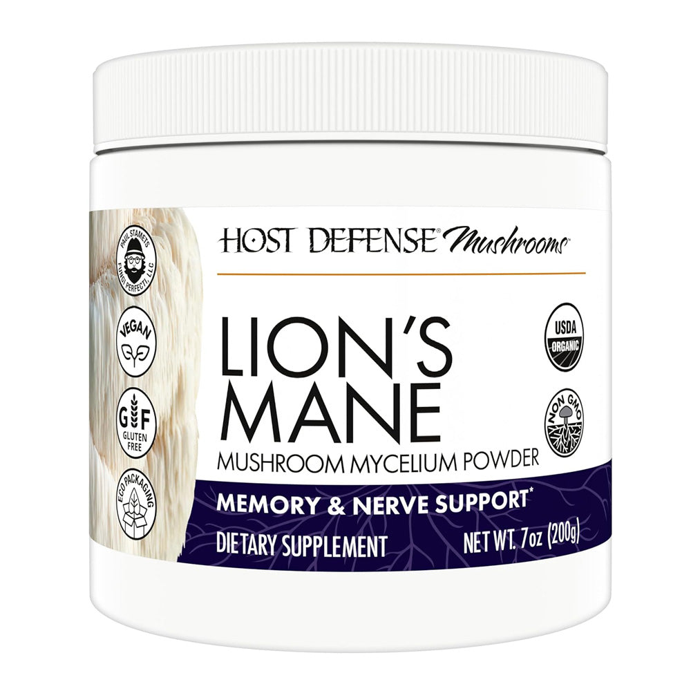 Host Defense Lion's Mane Mushroom Mycelium Powder-3.5 oz (100 g)-N101 Nutrition