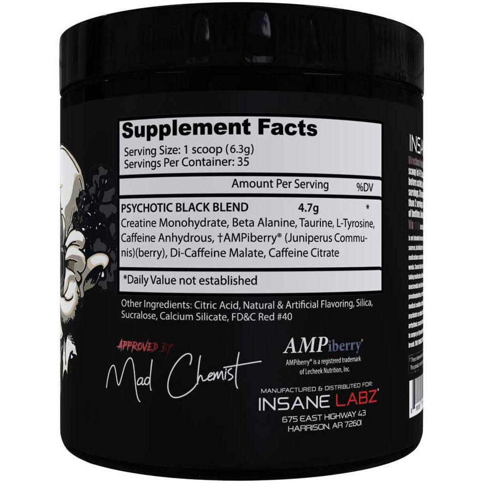 Insane Labz Psychotic Black-35 servings-Fruit Punch-N101 Nutrition