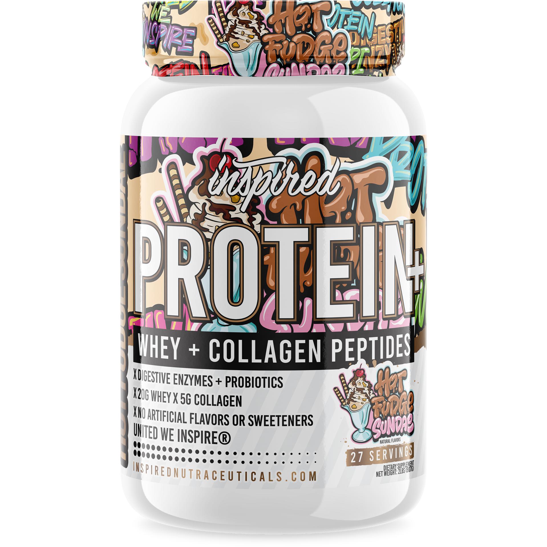 Inspired PROTEIN+ Whey + Collagen Peptides-2 lbs (907 g)-Hot Fudge Sundae-N101 Nutrition