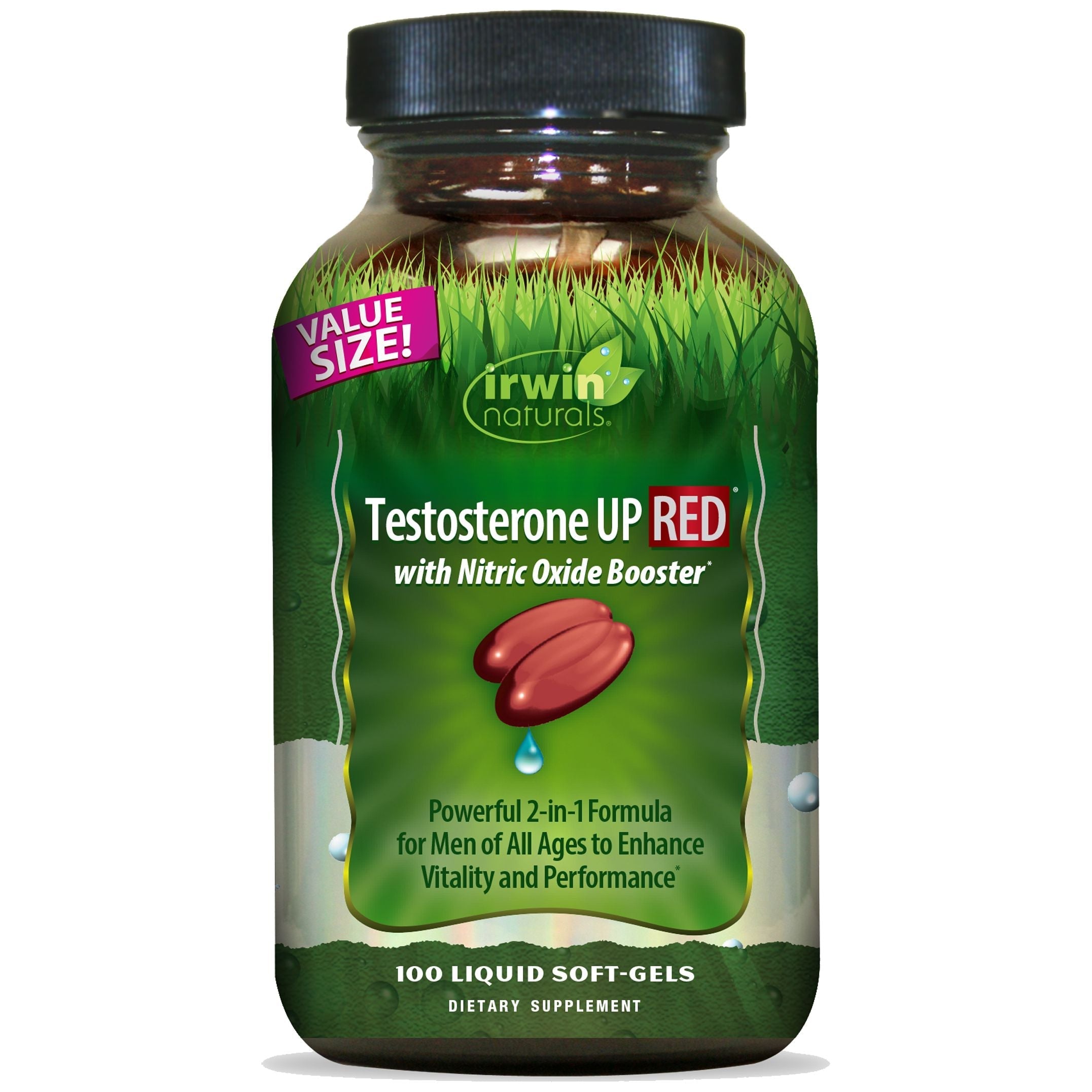 Irwin Naturals Testosterone UP RED with Nitric Oxide Booster VALUE SIZE-100 liquid soft-gels-N101 Nutrition