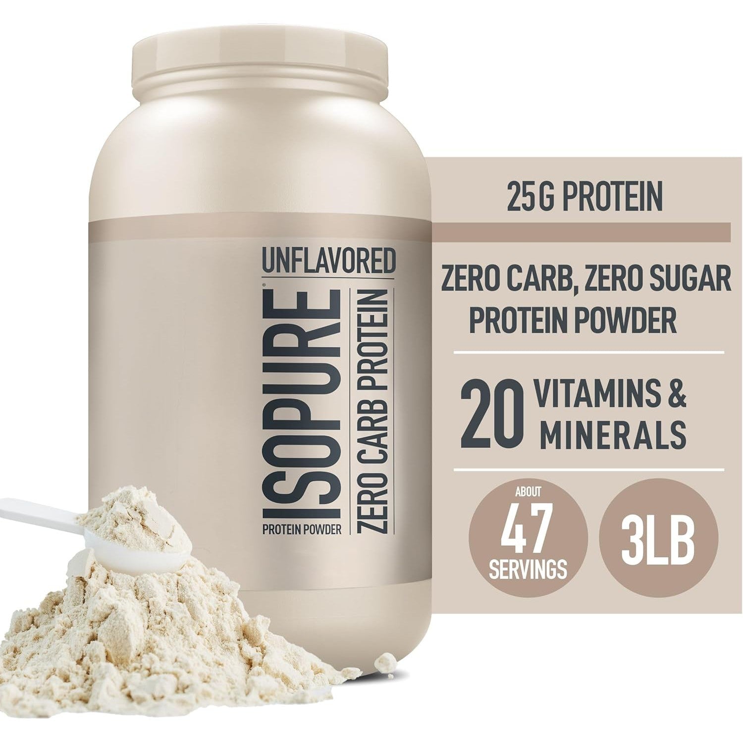 Isopure Zero Carb Protein Unflavored-3 lbs-N101 Nutrition