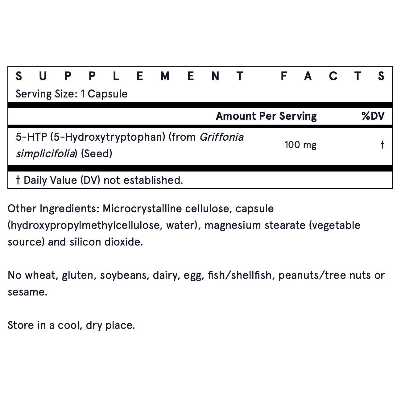 Jarrow Formulas 5-HTP 100 mg-60 veggie caps-N101 Nutrition