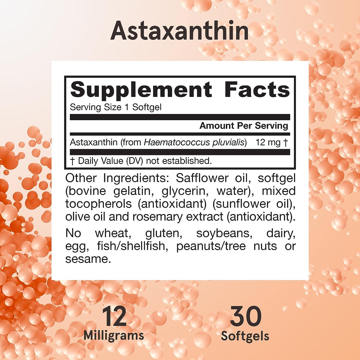 Jarrow Formulas Astaxanthin 12 mg-30 softgels-N101 Nutrition