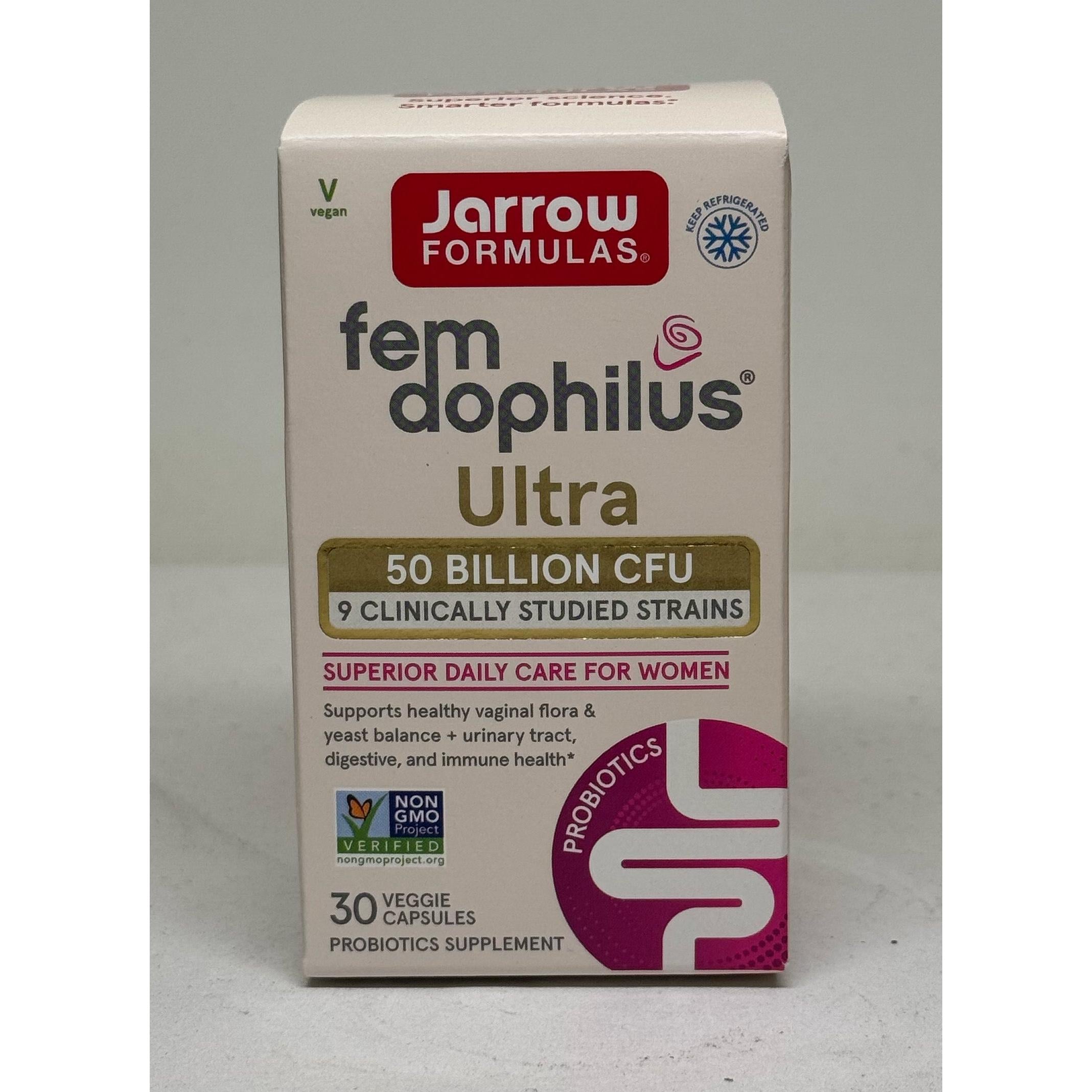 Jarrow Formulas Fem Dophilus Ultra 50 Billion CFU (Refrigerated)-30 veggie capsules-N101 Nutrition