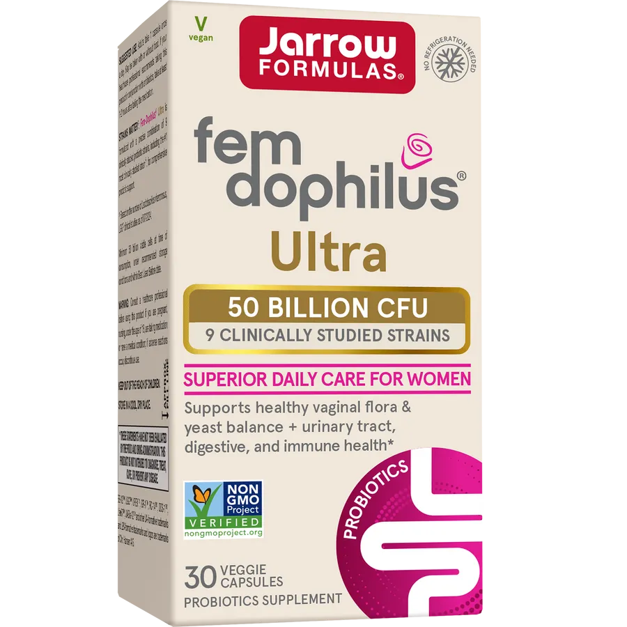 Jarrow Formulas Fem Dophilus Ultra 50 Billion CFU (Shelf-Stable)-30 veggie capsules-N101 Nutrition
