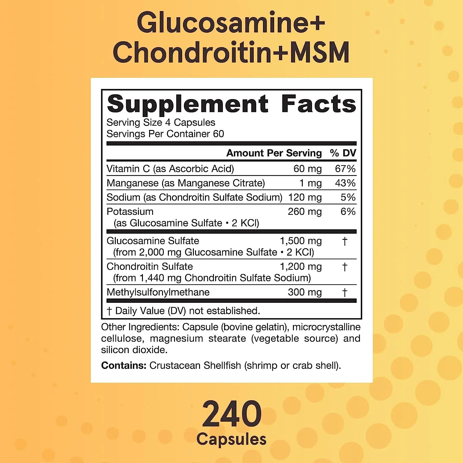 Jarrow Formulas Glucosamine + Chondroitin + MSM-240 capsules-N101 Nutrition