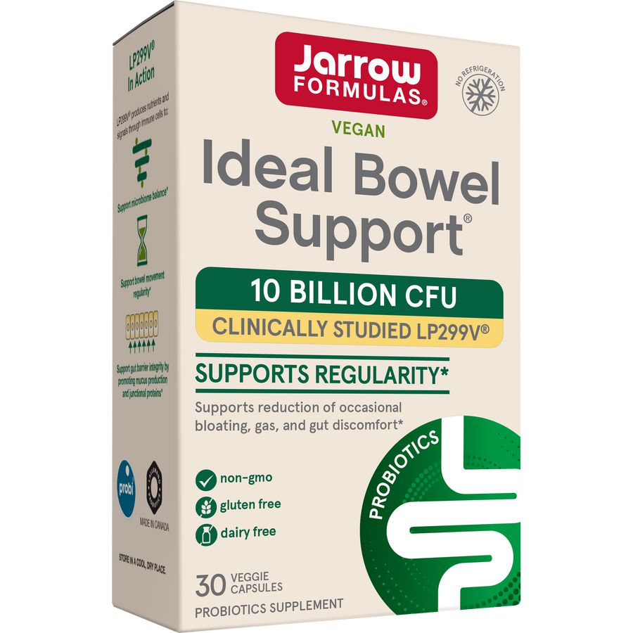 Jarrow Formulas Ideal Bowel Support® LP299V® - 10 Billion CFU-30 veggie capsules-N101 Nutrition