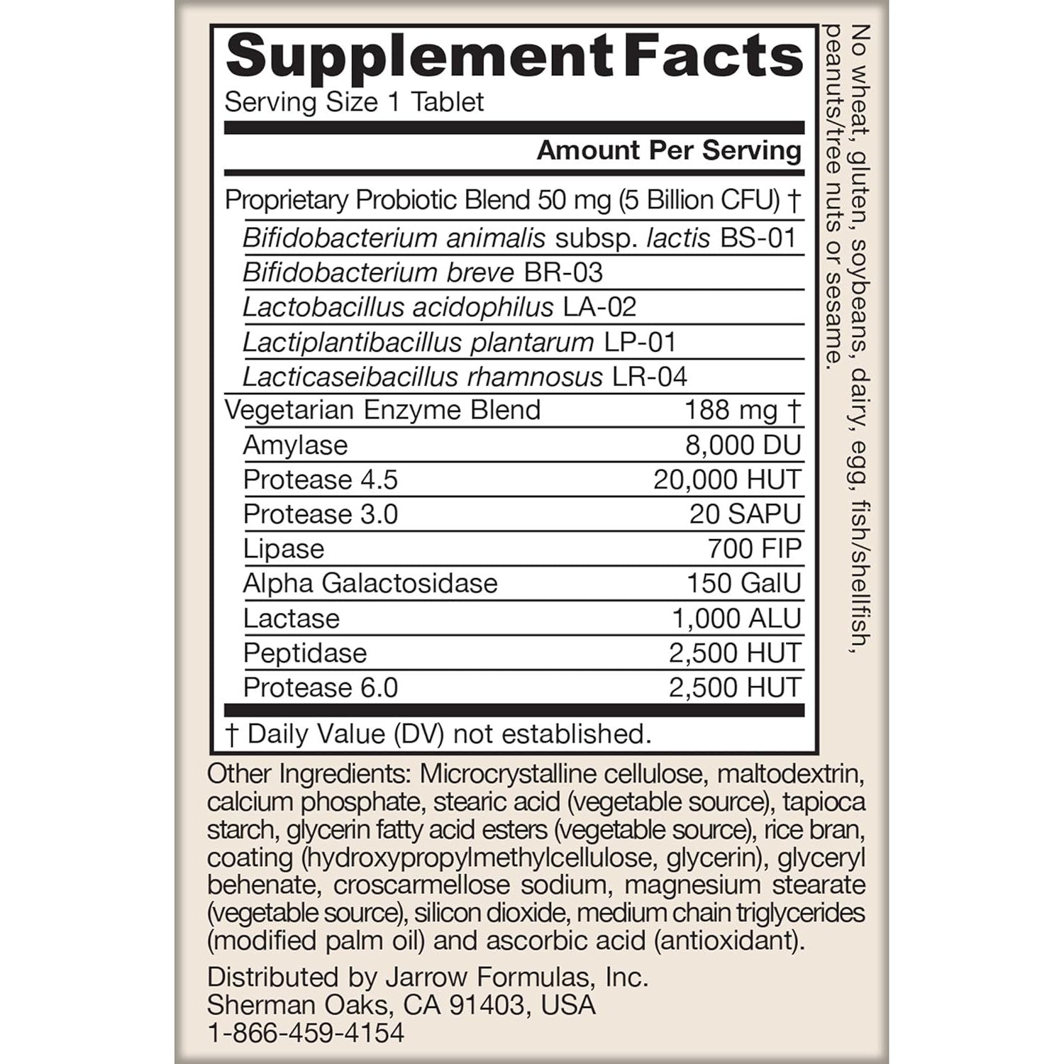 Jarrow Formulas Jarro-Dophilus® Digest Sure-30 tablets-N101 Nutrition