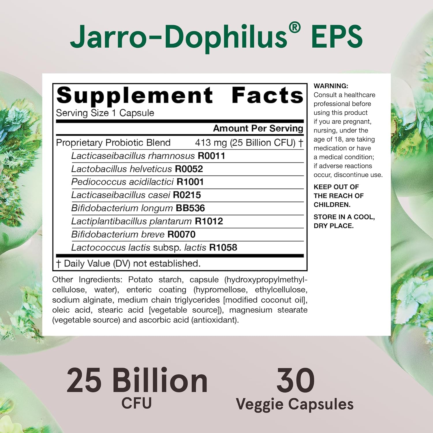 Jarrow Formulas Jarro-Dophilus® EPS - 25 Billion CFU-30 veggie capsules-N101 Nutrition