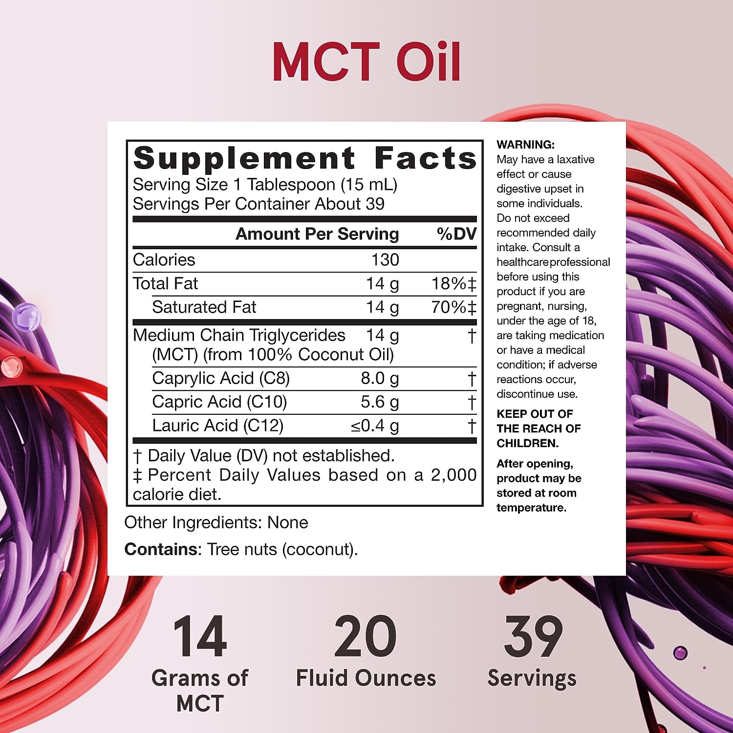 Jarrow Formulas MCT Oil-20 fl oz (591 mL)-N101 Nutrition