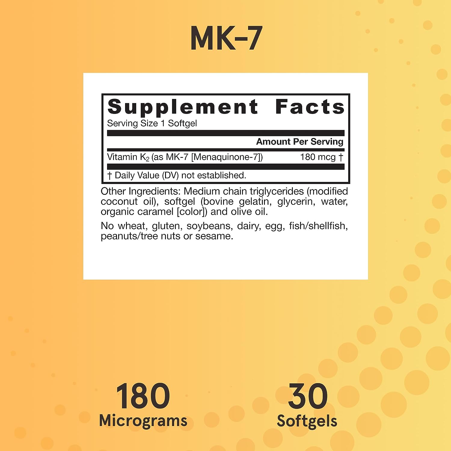 Jarrow Formulas MK-7 - 180 mcg-30 softgels-N101 Nutrition