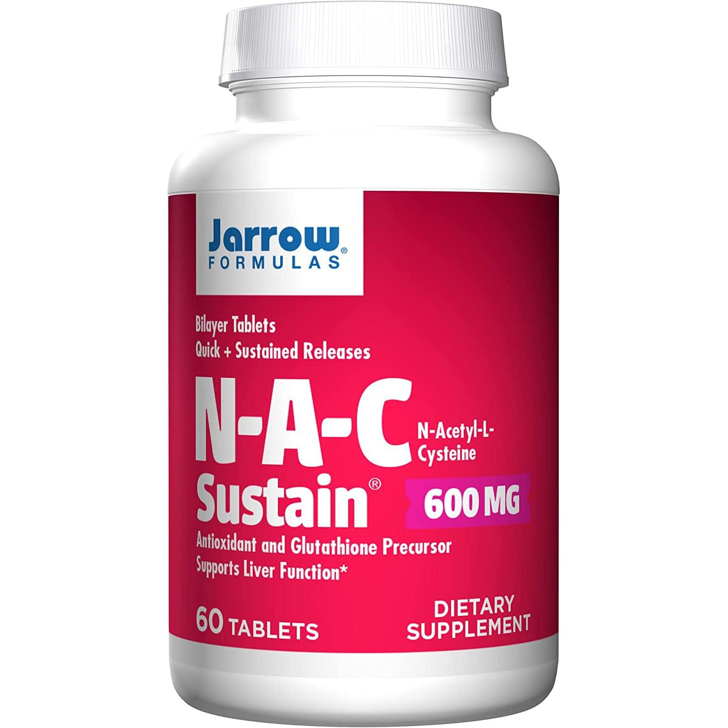 Jarrow Formulas N-A-C Sustain 600 mg-60 tablets-N101 Nutrition