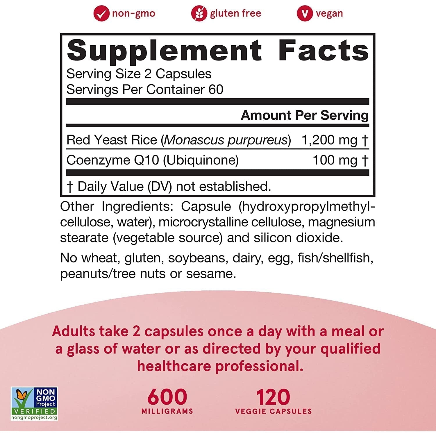 Jarrow Formulas Red Yeast Rice + Co-Q10-120 veggie capsules-N101 Nutrition