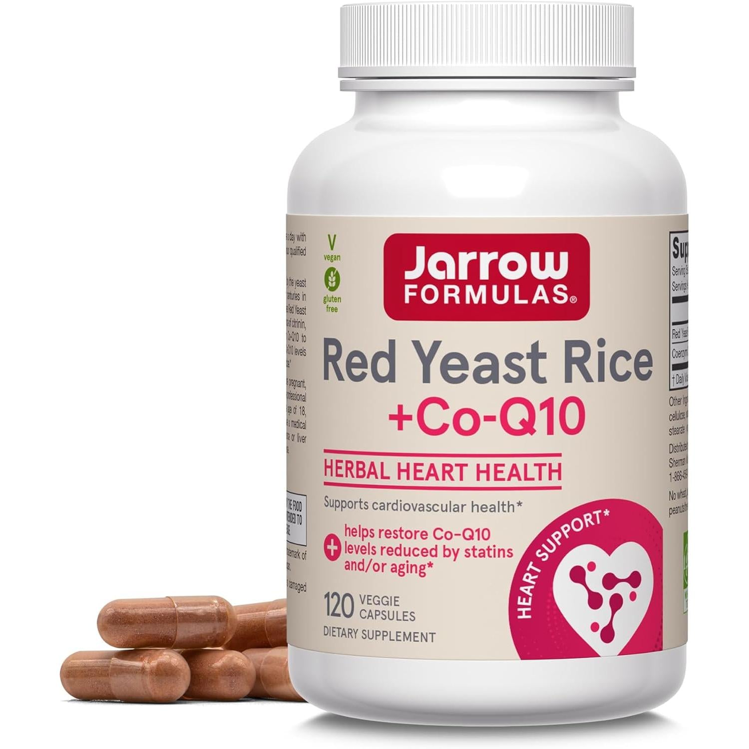 Jarrow Formulas Red Yeast Rice + Co-Q10-120 veggie capsules-N101 Nutrition