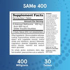 Jarrow Formulas SAM-e 400-30 tablets-N101 Nutrition