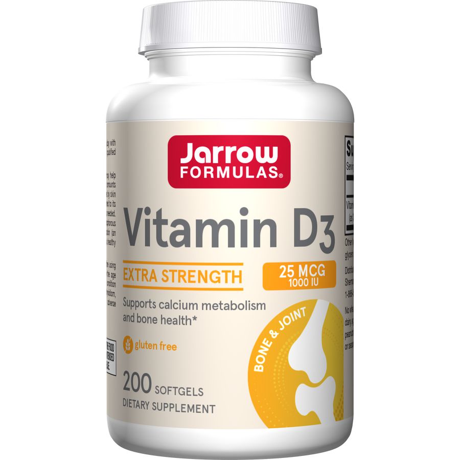 Jarrow Formulas Vitamin D3 - 1000 IU (25 mcg)-200 softgels-N101 Nutrition