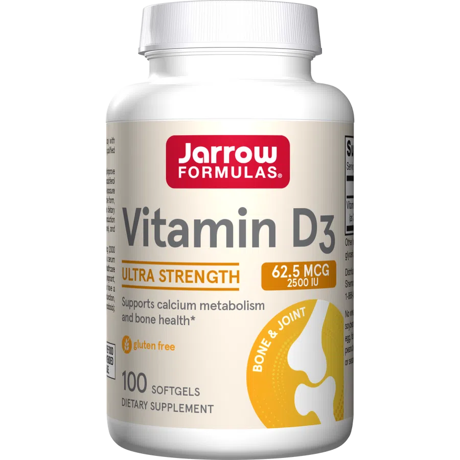 Jarrow Formulas Vitamin D3 - 2500 IU (62.5 mcg)-100 softgels-N101 Nutrition