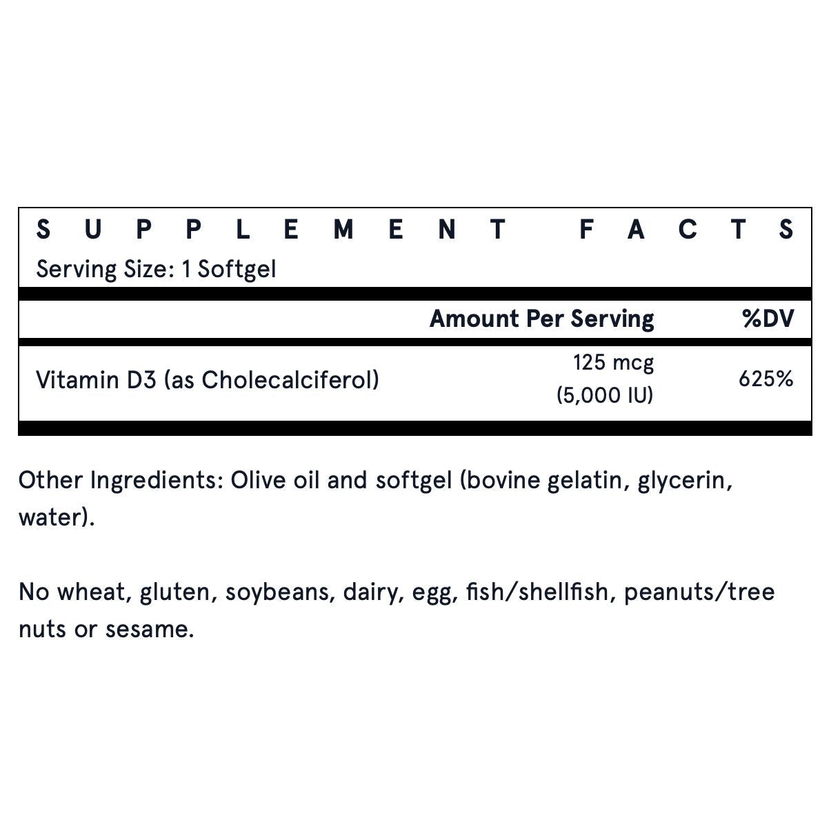 Jarrow Formulas Vitamin D3 - 5000 IU (125 mcg)-100 softgels-N101 Nutrition