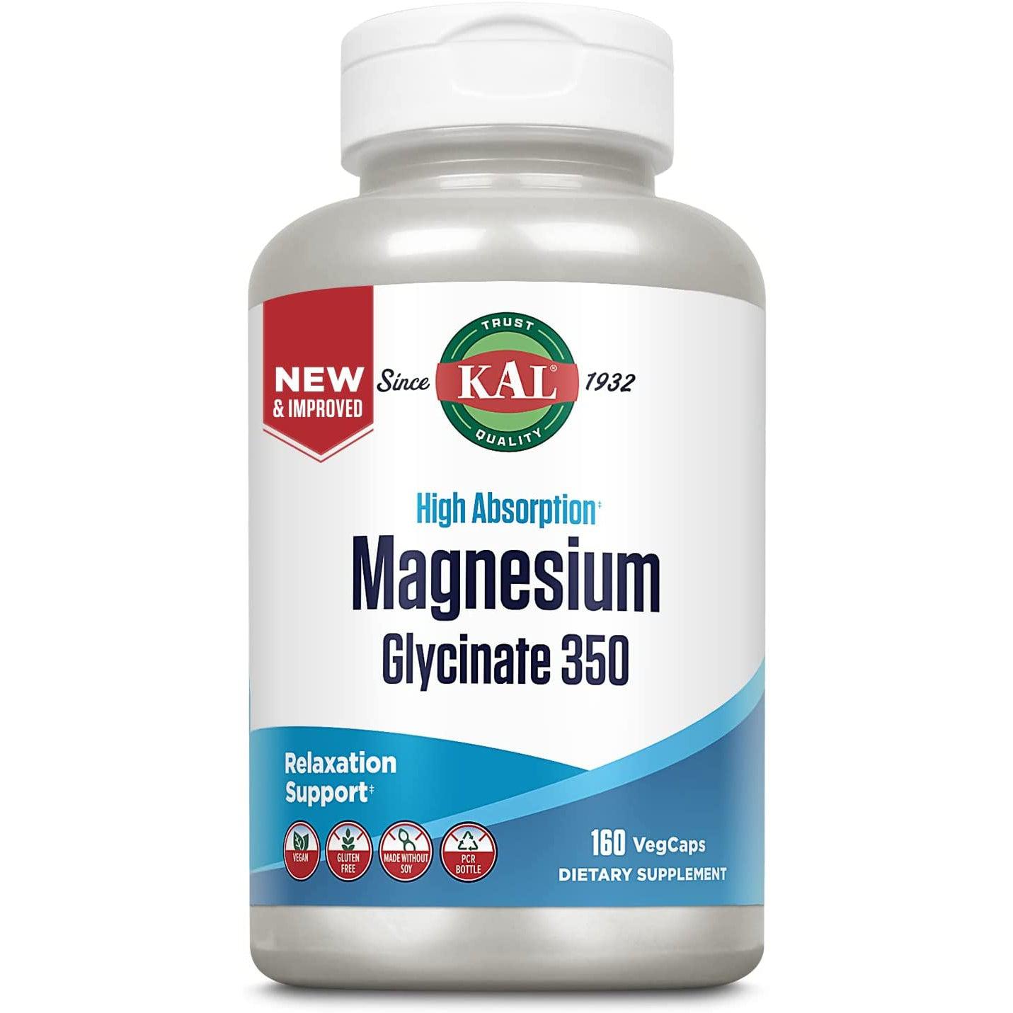 KAL High Absorption Magnesium Glycinate 350-160 VegCaps-N101 Nutrition